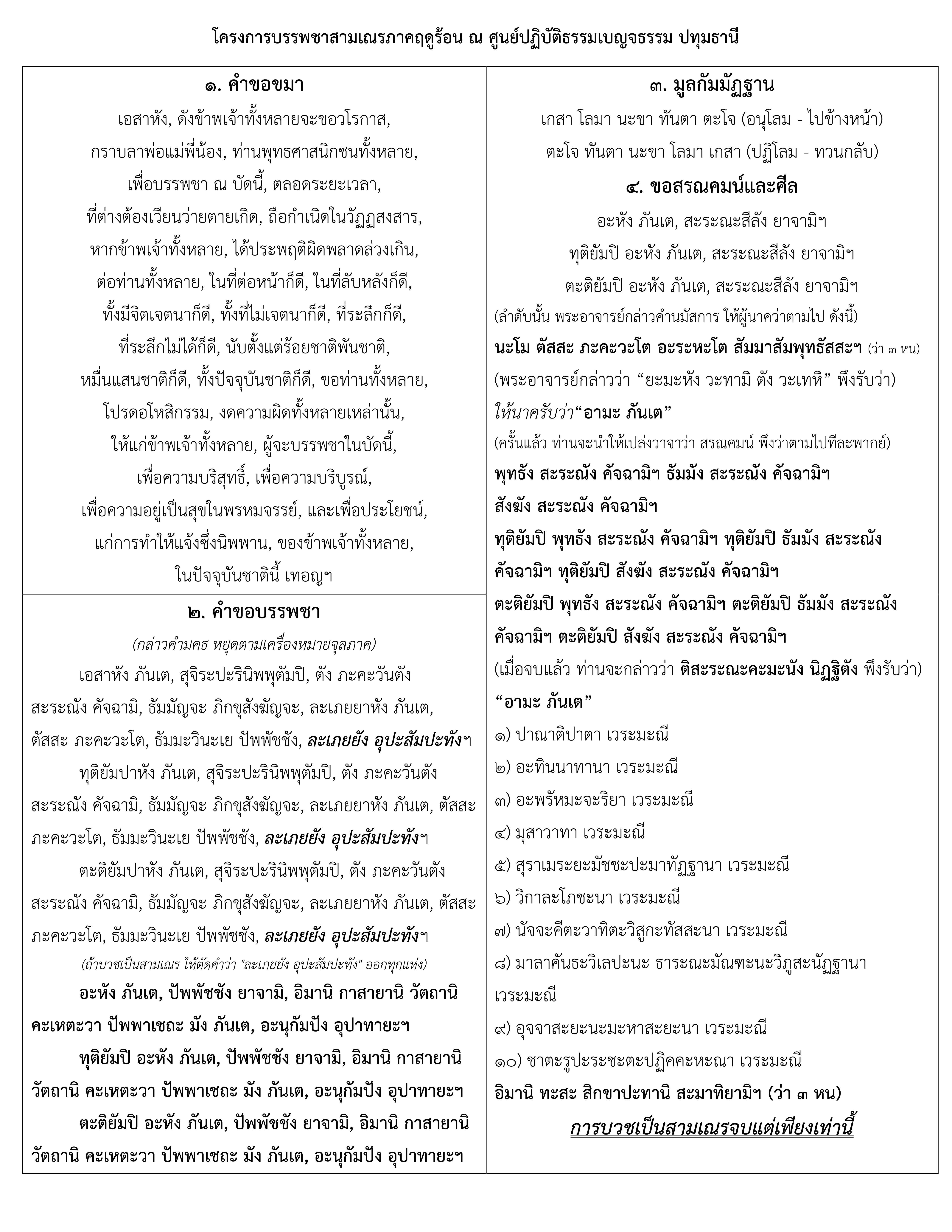 คำขอบรรพชา